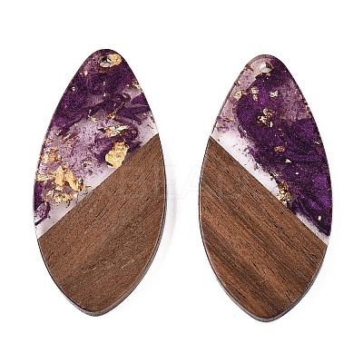 Transparent Resin and Walnut Wood Pendants RESI-T057-05H-1