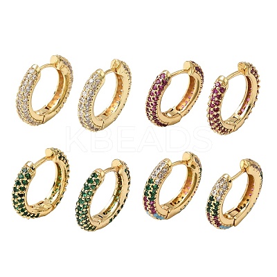 Brass Micro Pave Cubic Zirconia Hoop Earrings KK-CBA8324-24G-1