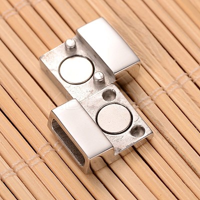 Tarnish Resistant Smooth Surface 304 Stainless Steel Rectangle Magnetic Clasps with Glue-in Ends STAS-I045-05B-1