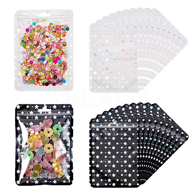 20Pcs 2 Colors Rectangle Laser Star Plastic Yin-yang Zip Top Gift Bags OPP-TA0001-13-1