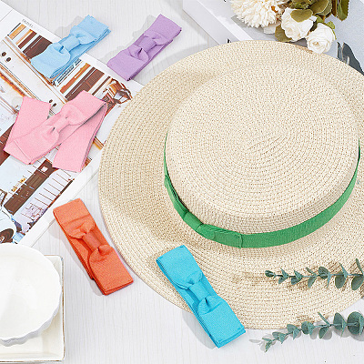 6Pcs 6 Colors Bowknot Polyester Hat Belt FIND-CP0001-75-1
