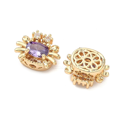 Brass Pave Cubic Zirconia Beads KK-A286-15G-02-1