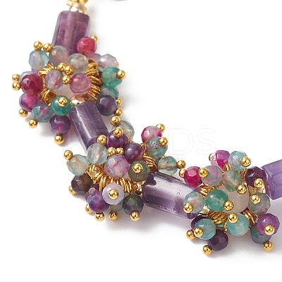 Natural Agate & White Jade & Amethyst  Beads Link Bracelets BJEW-JB12164-01-1