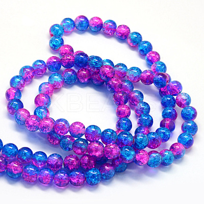Baking Paint Transparent Crackle Glass Round Bead Strands DGLA-Q018-8mm-49-1