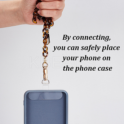 Leopard Print Acrylic Cell Phone Crossbody Curb Chain AJEW-AB00179-1