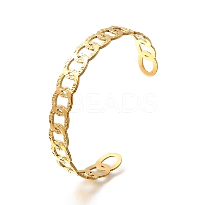 304 Stainless Steel Open Cuff Bangles for Women LS-BJEW-Z083-02G-06-1
