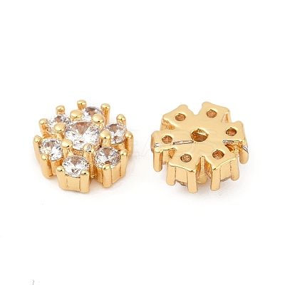 Brass Micro Pave Clear Cubic Zirconia Cabochons KK-P302-13G-1