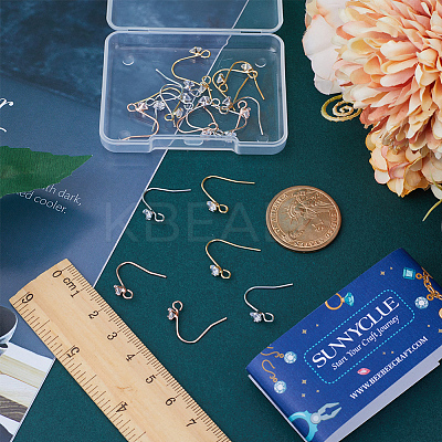 36Pcs 3 Colors Brass Micro Pave Clear Cubic Zirconia Earring Hooks KK-SC0003-50-1