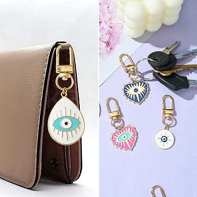 Teardrop with Evil Eye Alloy Enamel Pendant Decorations HJEW-YW00017-01-1