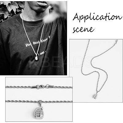 10Pcs 304 Stainless Steel Rope Chain Necklaces for Men Women NJEW-BC0001-07-1