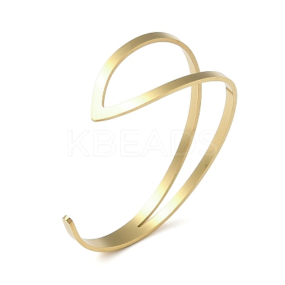 201 Stainless Steel Open Cuff Bangles for Women BJEW-M044-01G-1
