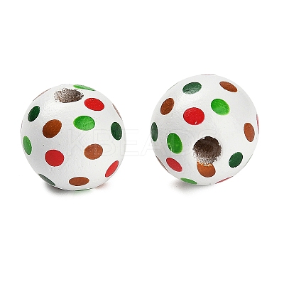 Christmas Printed Schima Wood European Beads WOOD-G024-02A-1