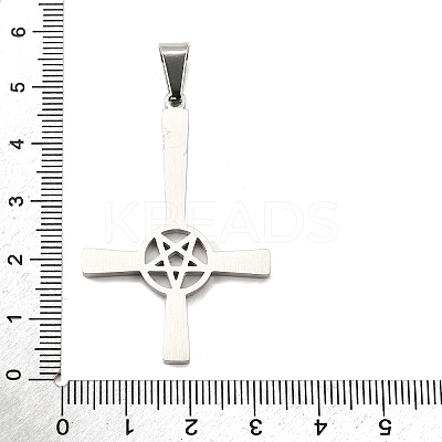 304 Stainless Steel Saint Peter's Cross Pendants STAS-R171-06P-1