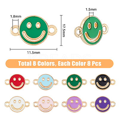 64Pcs 8 Colors Alloy Enamel Connector Charms ENAM-FH0001-63-1