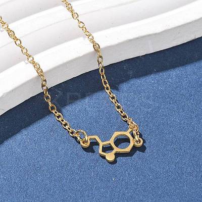 304 Stainless Steel Chemical Symbol Pendant Necklaces NJEW-Z073-03G-04-1