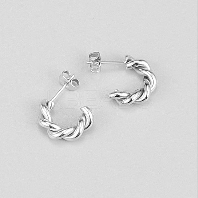 Twist C-Shaped 316L Surgical Stainless Steel Stud Earrings FS-WG8645D-01-1