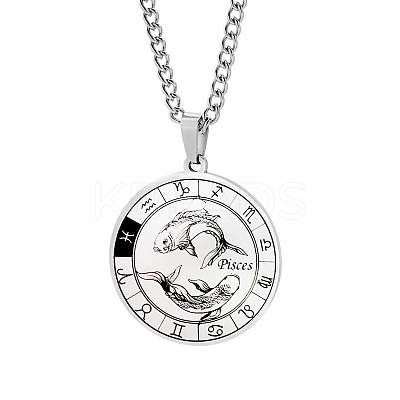 Non-Tarnish Unisex 201 Stainless Steel Constellation Pendant Necklaces NJEW-T011-LA721-12-1