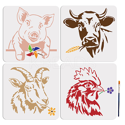 1 Set PET Hollow Out Drawing Painting Stencils DIY-MA0003-15-1