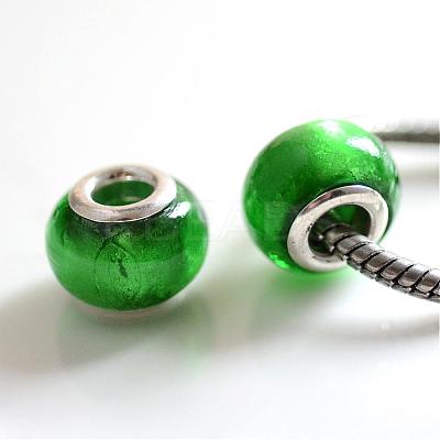 Handmade Silver Foil Glass European Beads LPDL-R008-07-1