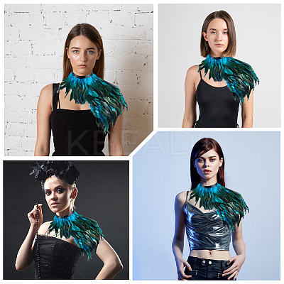 Gothic Style Natural Feather Cape AJEW-WH20067-017A-1