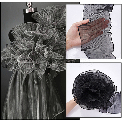 Polyester Pleated Lace Trim Ribbon OCOR-WH0079-45A-1