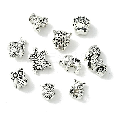 60Pcs 10 Style Tibetan Style Alloy European Beads TIBEB-FS0001-03-1