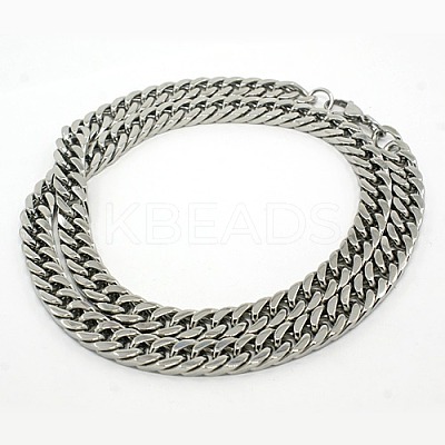 Tarnish Resistant 201 Stainless Steel Cuban Link Chain Necklaces LS-NJEW-F039-23-1