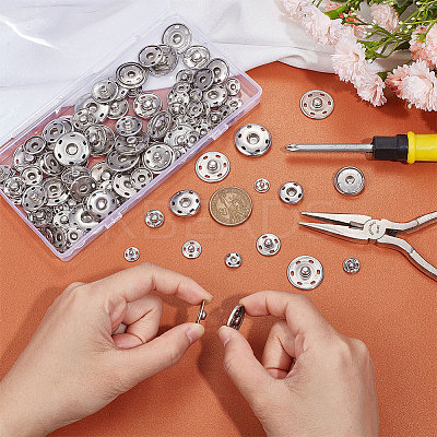 75 Sets 5 Style 202 Stainless Steel Snap Buttons BUTT-UN0001-20-1