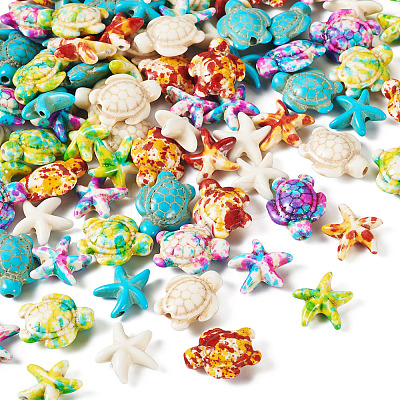 100Pcs 10 Styles Dyed Synthetic Turquoise Beads G-TA0002-04-1