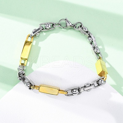 304 Stainless Steel Link Chain Bracelets for Women Men BJEW-R018-18GP-1