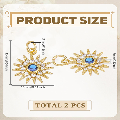 2Pcs Brass Micro Pave Cubic Zirconia Charms ZIRC-LP0001-35-1