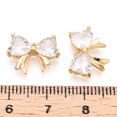 Brass Pave Clear Cubic Zirconia Charms KK-N254-166G-1