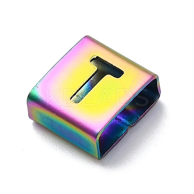 Ion Plating(IP) 304 Stainless Steel Square Slide Charms STAS-L132-02T-M-1