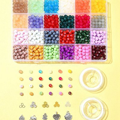 DIY Glass Beads & Alloy Pendant Bracelets Jewelry Making Kits DIY-FS0006-25-1