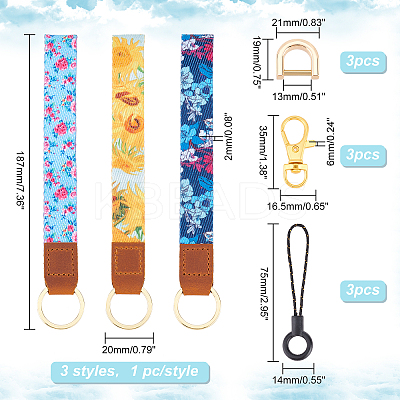Printed Polyester Ribbon Wristlet Keychain KEYC-BC0001-03A-1