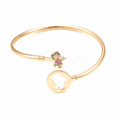 Rack Plating Brass Micro Pave Cubic Zirconia Bangles BJEW-E071-16G-01-1