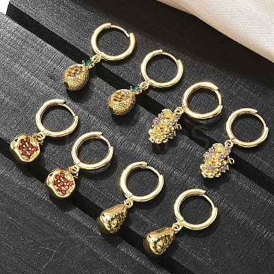 Brass Cubic Zirconia Hoop Earrings EJEW-Q015-01G-1