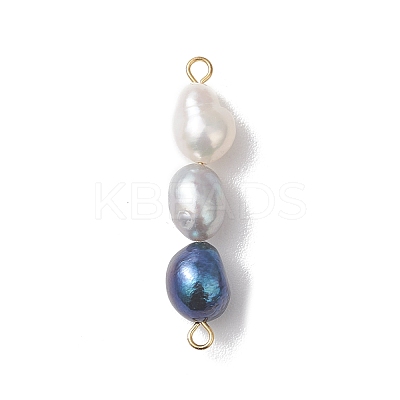 Natural Cultured Freshwater Pearl Potato Beaded Connector Charms PALLOY-JF04985-1