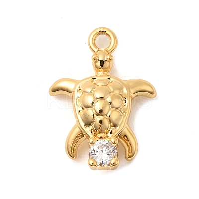 Brass Micro Pave Cubic Zirconia Pendants KK-C117-07G-1