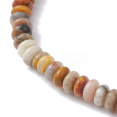 Natural Crazy Agate Rondelle & Pearl Beaded Stretch Bracelets BJEW-JB09918-05-1