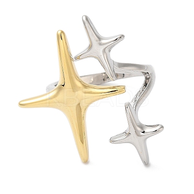 Star Brass Open Cuff Rings for Women RJEW-B062-14GP-1
