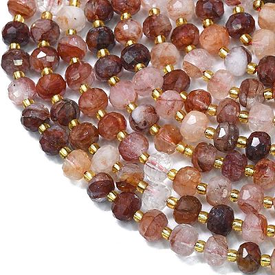 Natural Red Hematoid Quartz/Ferruginous Quartz Beads Strands G-K389-E81-01-1
