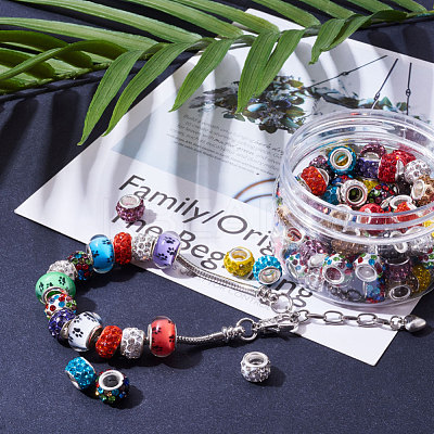 Polymer Clay Rhinestone European Beads CPDL-NB0001-05-1