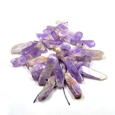 Irregular Strip Natural Lavender Amethyst Graduated Beads Strands G-P064-06-1