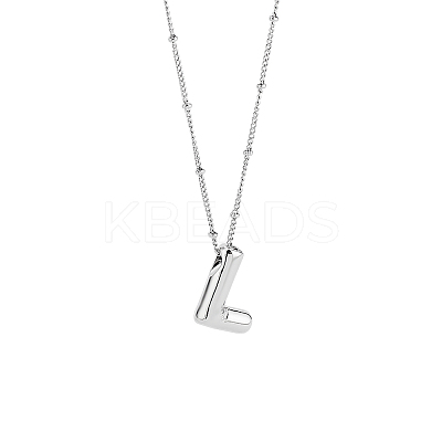 1pc Brass Chain with Alloy Letter Pendants Necklaces NJEW-LP0001-41L-P-1