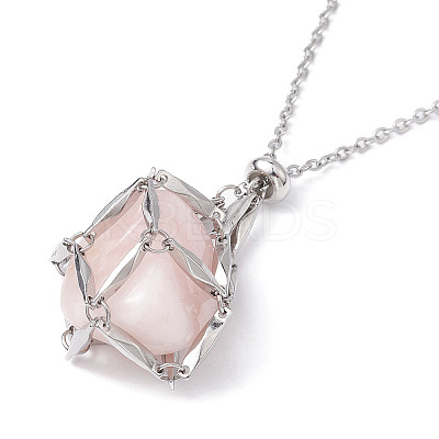 Tarnish Resistant 304 Stainless Steel Macrame Pouch Empty Stone Holder for Pendant Necklaces Making NJEW-JN04441-02-1