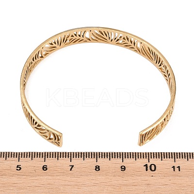 Hollow 304 Stainless Steel Open Cuff Bangles for Women BJEW-F547-01G-1