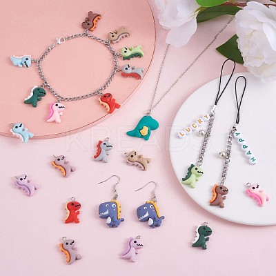 24 Pieces Dinosaur Charms Pendants Animal Shape Resin Charm Colorful Dinosaur Pendant for Jewelry Necklace Bracelet Earring Making Crafts JX318A-1