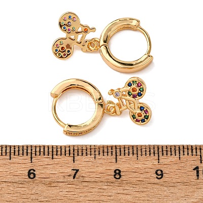 Bicycle Brass Micro Pave Cubic Zirconia Hoop Earrings EJEW-F384-11G-1