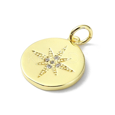 Star Theme Brass Micro Pave Clear Cubic Zirconia Pendants KK-H475-52G-05-1